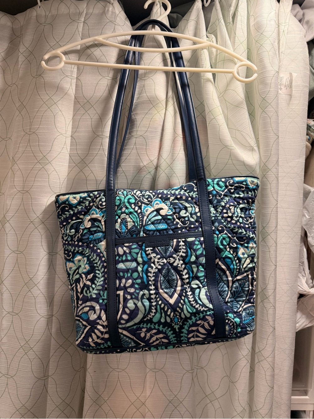 Vera Bradley Blue Quilted Shoulder Tote Bag